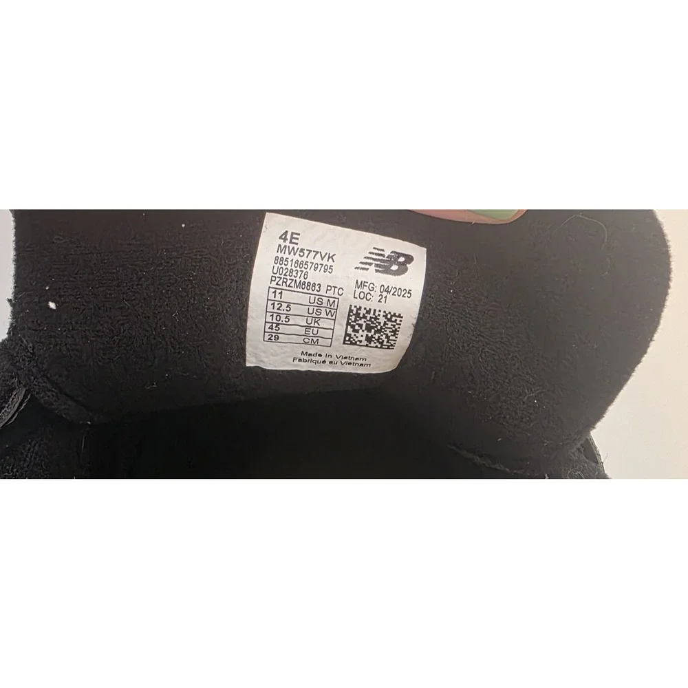 New Balance 577 Walking Shoes Mens Size 11 4E Black Hook & Loop Straps MW577VK
